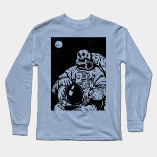 halloween skeleton astronaut creepy skull Long Sleeve T-Shirt